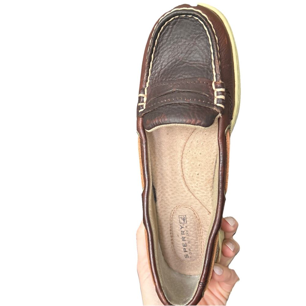 Sperrys Top Siders Women’s Size 6.5, Tan And Brown Boat Shoe - Picture 5 of 9